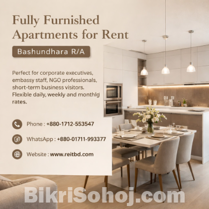 Furnished Serviced Apartment for Rent in Bashundhara R/A
